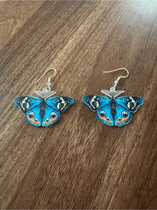 Earthbound Trading Co Jewelry - Blue Butterfly Drop Earrings - Dainty Women's Jewelry